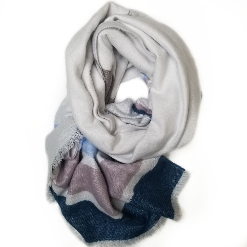 Multi Color Water Color Striped Fringe Soft‎ Scarf